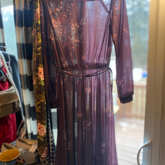 Vintage Patty O’Neil purple Embellished Pleated Gown with Long Bishop Sl… - Picture 8 of 16